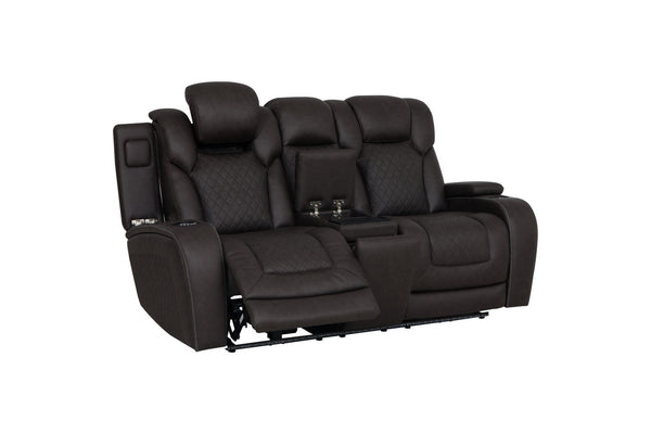 English Elm Wendell Power Reclining Microfiber Loveseat with Led Lighting and Wireless Charging Console B2726P435901
