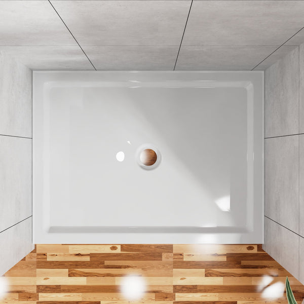 English Elm Goodyo 48"X72" Modern Sliding Shower Door Combo & White Acrylic Base - Durable, Stylish & Low-Maintenance W1223S00027