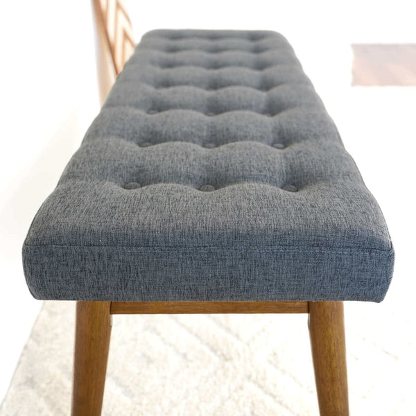English Elm Ashcroft Furniture - Delilah Velvet Bench Ottoman in Grey - Mid-Century Modern Fabric Stool with High-Density Foam Cushion B183P201628