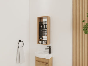 English Elm 12'' 12 Inch Wall Mounted Mirrored Bathroom Cabinet Plywood Build with Removable Organizer Insert W999P470290