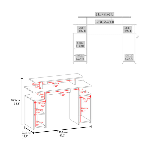 English Elm Arimo Ergonomic Gaming Desk with Large Top, Cabinet, Shelves & CPU Stand for Organized Workspaces B092P306235