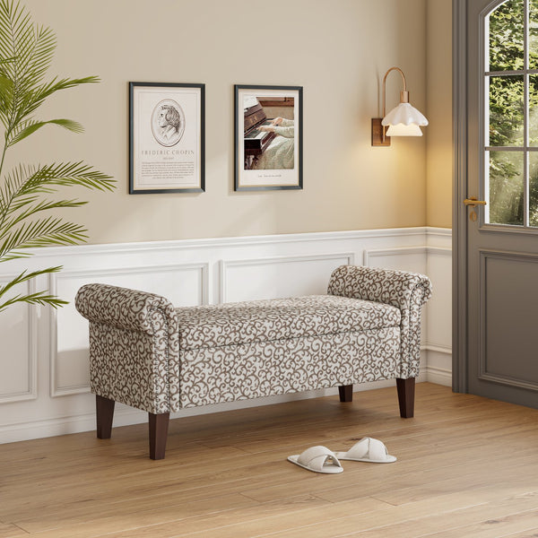 English Elm Conrad Storage Ottoman – Elegant Floral Upholstered Bench With Hidden Storage & Comfortable Seating B127P278179