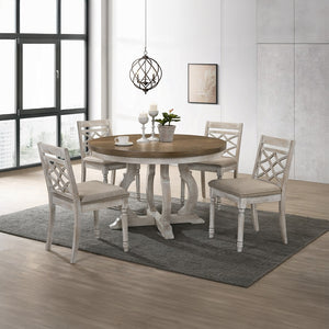 English Elm Tan Antique White Padded Side Chair Set of 2 — French Country Cottage Chic Dining Chairs, Tan Seats B062P209241