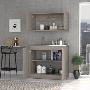 English Elm Perseus Two Piece White Cabinet Set for Kitchen Laundry or Utility Storage B128S00220