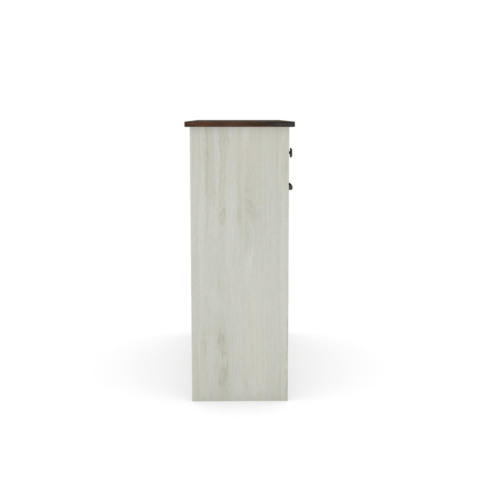 English Elm Farmhouse Barn Door Tilt-Out Trash Cabinet with Waterproof Woodgrain Top, 2 Drawers, 2x10gal Storage W2557P237960