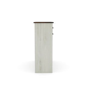 English Elm Farmhouse Barn Door Tilt-Out Trash Cabinet with Waterproof Woodgrain Top, 2 Drawers, 2x10gal Storage W2557P237960