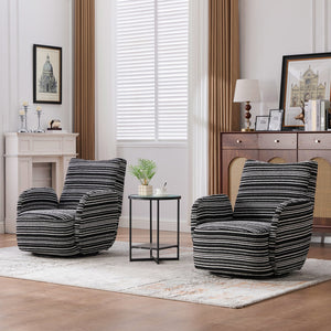 English Elm Modern Boucle 360° Swivel Leisure Chair with High‑Resilience Sponge, Supportive Curve, 550lb Capacity Black W395P355515