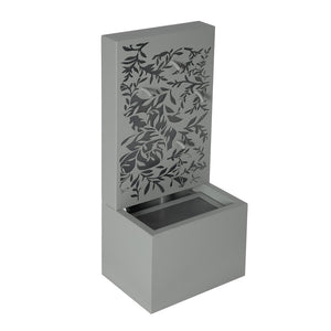 English Elm 30.71"h Gray Metal Leaf Panel Outdoor Wall Fountain with Led Backlit Cascade Spouts N765P355061G