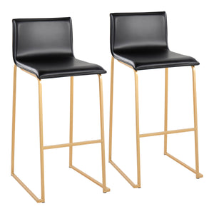 English Elm Mara Modern Barstools Set Of 2 In Luxe Black Faux Leather & Gold Steel For Stylish Spaces B202P222229