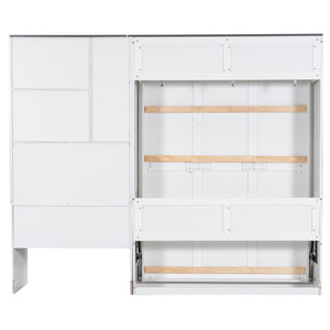English Elm Multi-Functional Murphy Bed With Sofa, Desk & Storage – Stylish Space-Saving Design For Modern Living N7090000605K
