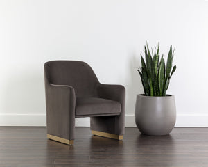 Sunpan Jaime Lounge Chair - Elegant Upholstered Seating with Gold Stainless Steel Base for Stylish Spaces Meg Ash