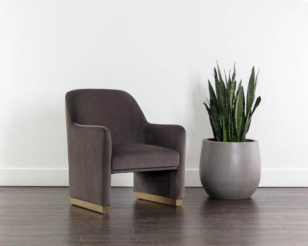 Sunpan Jaime Lounge Chair - Elegant Upholstered Seating with Gold Stainless Steel Base for Stylish Spaces Meg Ash