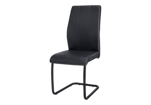 English Elm Dining Chair Set Of 2 - Modern Upholstered Side Chairs In Black Faux Leather With Metal Base B2710P218825