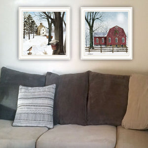 English Elm Trendy Decor 4u Billy Jacobs Winter Pastoral 2 Piece White Framed Wall Art Set B067P256613