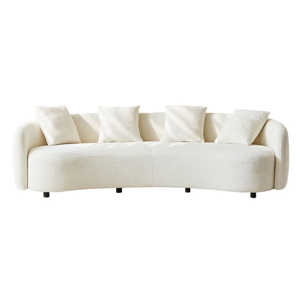 English Elm 101" Half Moon Curved Bouclé Sofa Plush Cloud Seating for Modern Living Rooms W1765P389188