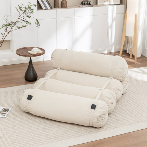 English Elm Adjustable Corduroy Floor Sofa with 5 Modular Cylinders for Custom Lounging and Ultimate Comfort Beige W1170P365603