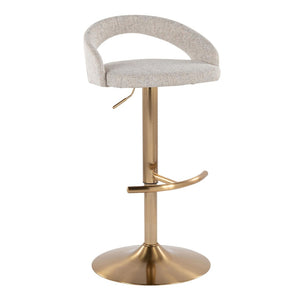 English Elm Adjustable Swivel Barstools Set of 3 Chrome Base Natural Wood Green Fabric Seat Oat B202S02035