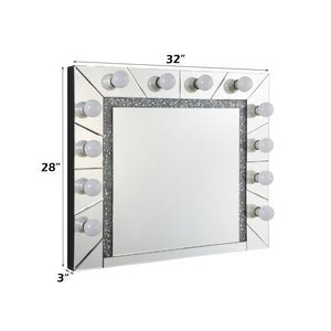 English Elm Noralie Hollywood Glam Wall Mirror with Faux Diamond Frame and Built in Light B2726P448750