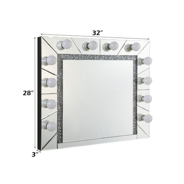 English Elm Noralie Hollywood Glam Wall Mirror with Faux Diamond Frame and Built in Light B2726P448750