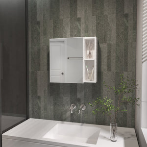 English Elm Myrick White Medicine Cabinet with Mirror and 2 Shelves — Compact 19.6" Wide Durable Storage Solution B06280279