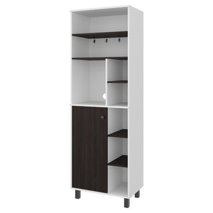 English Elm Evans Tall Coffee Station with Machine Compartment Open Shelves and Drawer in Walnut B097P481227