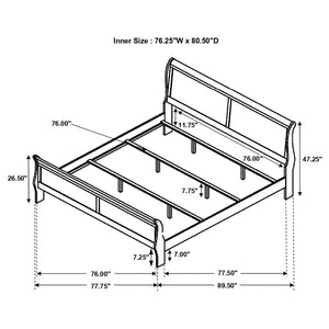 English Elm Graffenstaden Cappuccino Sleigh Bed Eastern King – Warm Espresso Finish, Curved Headboard, Slatted Design B062S00662