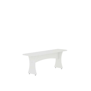 English Elm Coney Dining Bench with Curved Silhouette and 550 lb Capacity, Sleek MDF Frame for Modern Homes White B365P398210