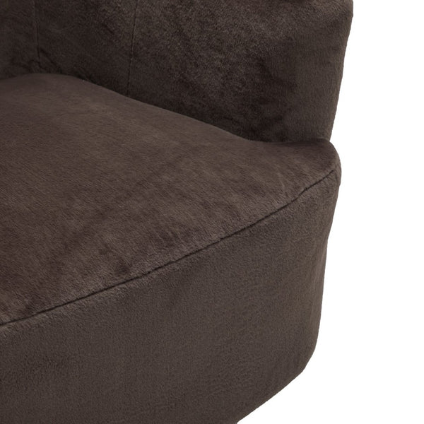 English Elm Plush Barrel Swivel Accent Chair Velvet Upholstered 360 Degree Base Living Room Black,Dark Brown N776P403621M