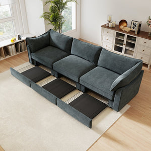 English Elm 3 Seater Sofa With Discreet Storage Drawers Under Each Seat For A Stylish, Clutter-Free Living Room W3041S00195