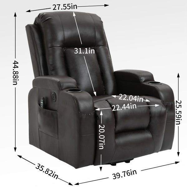 English Elm Infinite Power Lift Recliner with Massage Heating and Usb for Elderly Support W1803S00057