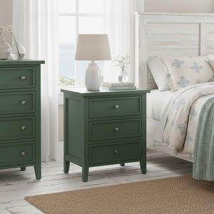 English Elm Luca 3-Drawer Nightstand with Dovetail Drawers and Metal Glides, Tapered Legs, No Assembly Required Antique Green B050P376950