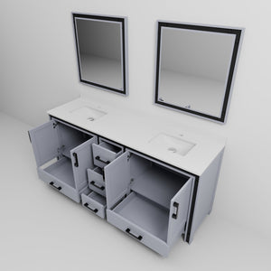 English Elm Dark Grey Double Bath Vanity With Cultured Marble Top, Mirrors, And Ample Storage Space Solutions B2731S00940