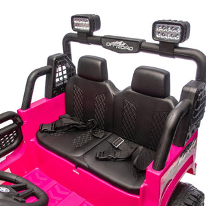 English Elm 24v Dual Motor Two Seat Kids Electric Ride on Car with Remote Control and Bluetooth Audio Pink W1578P305898