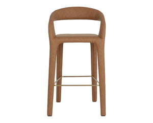 Sunpan ATIKA Barstool in Milliken Cognac - Modern Comfort with Sculptural Design for Stylish Dining Spaces 112760