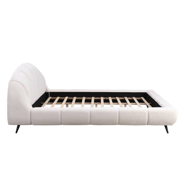 English Elm Christopher Knight Home® - King Chenille Upholstered Platform Bed King Size with Thick Padded Headboard & Footboard, Solid Wood Frame, 800lb Capacity, Quiet Slats, Beige N757K264929I