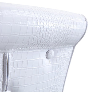 English Elm A Set of 2 Crystal Button Faux Leather Dining Chairs with Embossed Croc Texture White+Black W3226P344024