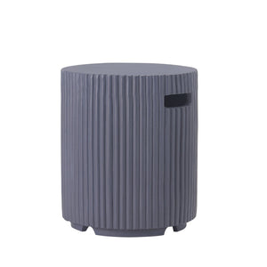 English Elm 17x19.9 Mgo Concrete Propane Tank Cover Outdoor Side Table with Metal Base Gray N772P409042G