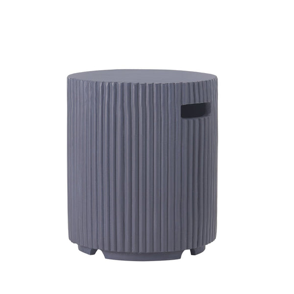 English Elm 17x19.9 Mgo Concrete Propane Tank Cover Outdoor Side Table with Metal Base Gray N772P409042G