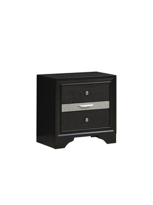 English Elm Madrid three-drawer nightstand with felt-lined top drawer, durable laminate wood grain finish and solid trim Black 29 L x 29 W x 19 H B078P286062