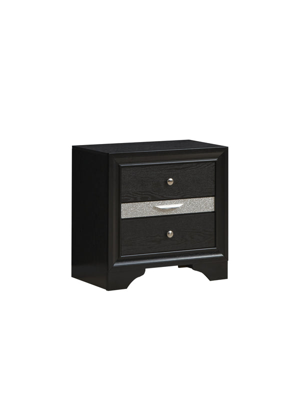 English Elm Madrid three-drawer nightstand with felt-lined top drawer, durable laminate wood grain finish and solid trim Black 29 L x 29 W x 19 H B078P286062