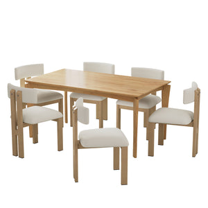 English Elm Christopher Knight Home® - 7- Piece Dining Set with Mid-Century Wood Table and Upholstered Armless Chairs, Sturdy Metal Legs, Cozy Comfort Beige+Natural N768P211168N_6_64676.00NOAK
