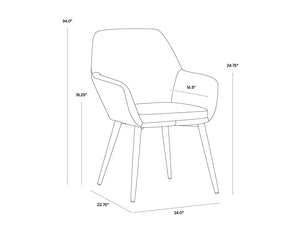 Sunpan Jayna Dining Armchair - Chic Comfort with Elegant Diamond Tufting, Perfect for Stylish Dining Spaces Black / Polo Club Stone
