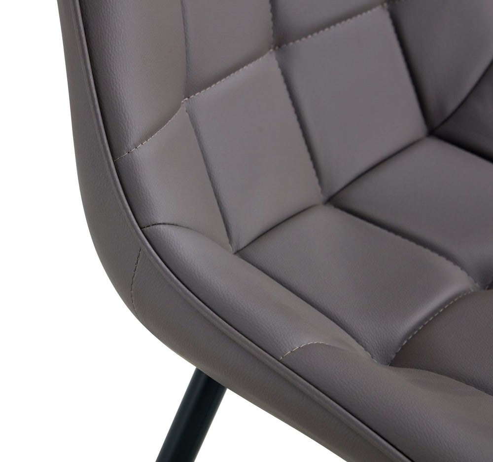 English Elm Modern Dark Grey Fabric Dining Chair with Grid Stitching, Padded Comfort & Black Metal Frame for Stylish Durability W370P207347