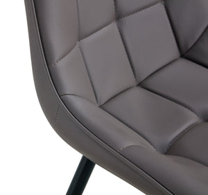 English Elm Modern Dark Grey Fabric Dining Chair with Grid Stitching, Padded Comfort & Black Metal Frame for Stylish Durability W370P207347