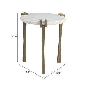Zuo Modern Rench Side Table In White - Elegant Marble & Iron Design For Modern Living Rooms & Stylish Décor White Natural Marble,Iron 110592-zuo-modern