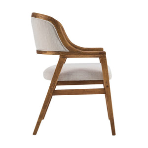 English Elm Mid-century Modern Upholstered Dining Arm Chairs with Rubberwood Frame Set of 2 Beige,Walnut N768P382497W