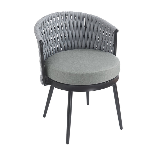 English Elm Christopher Knight Home® - Outdoor Dining Chair with Metal Frame & Handwoven Rope, Weather-Resistant Cushioned Seat for Patio Comfort and Stylish Alfresco Seating Light Gray N770P290585G