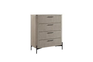 English Elm 4 Reeded Front Drawer Chest with Metal Base, Felt Top & Cedar Lined Bottom for Organized Storage taupe 43 L x 21.25 W x 45.25 H B2699P271423