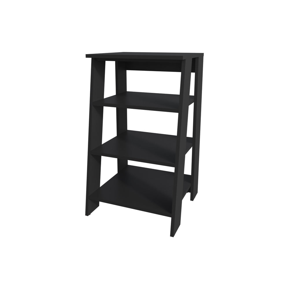 English Elm Bathbi 30" 4-Tier Ladder Shelf Organizer for Bathroom and Living Room - Sleek Minimalist Vertical Storage Black 34.7 L x 18.6 W x 3.2 H B200P240251