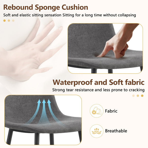 English Elm Table Set: 71" Walnut Grain Dining Table With 8 Dark Gray Linen-Cotton Chairs For Modern Homes W1151S04295-GIGA